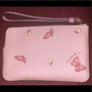 COACH Corner Zip Wristlet w/ Butterfly Print